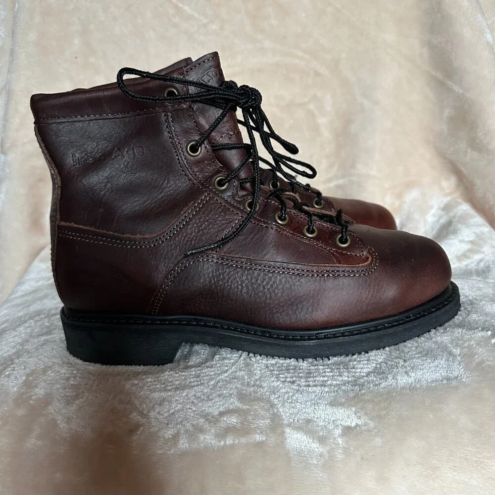 Iron Age Steel Toe EH  Brown Leather Work Boots Made in USA Men's Size 7.5